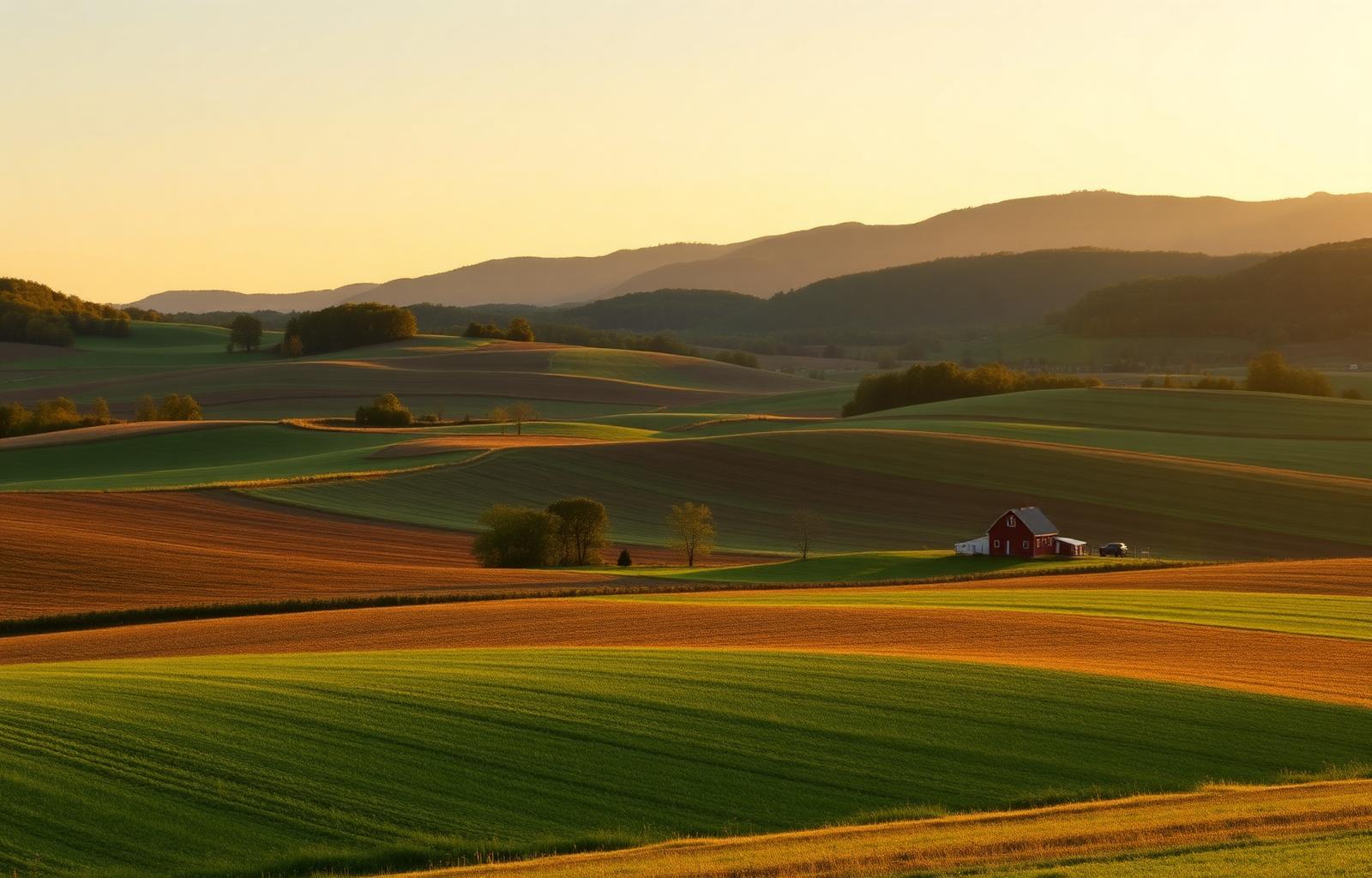 Shenandoah Valley Farmland At Sunset